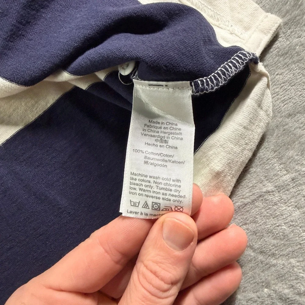 J.Crew Always Striped Long Sleeve Rugby Shirt Mens L Navy White - Picture 4 of 9